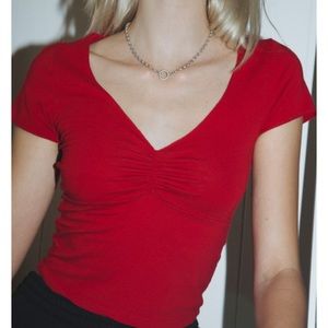 A red crop top